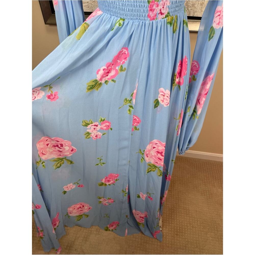 CAROLINE CONSTAS Kinsley Floral Off the Shoulder Long Sleeve Maxi Dress Size M - Picture 5 of 9